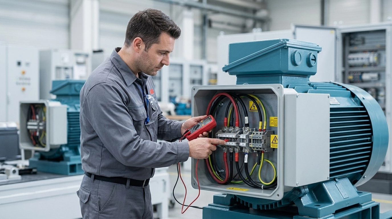 Technician Inspecting ABB Motor